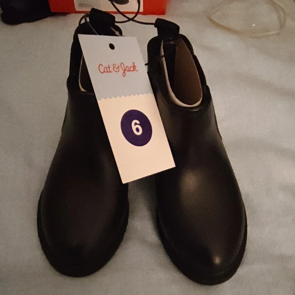 Ankle Boot Black Size 6 Faux Leather Slip-On Gore